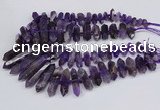 CNG3218 15.5 inches 10*25mm - 12*50mm faceted nuggets amethyst beads