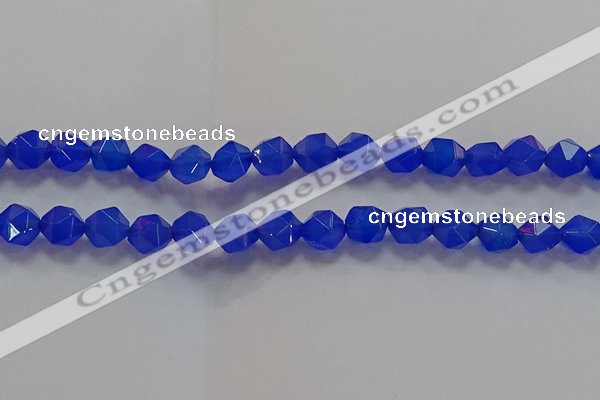 CNG6510 15.5 inches 10mm faceted nuggets blue agate beads