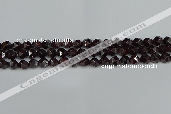 CNG7276 15.5 inches 8mm faceted nuggets red garnet beads