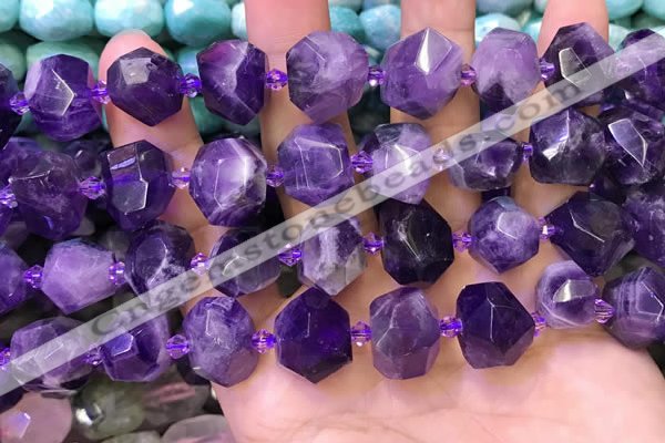 CNG8593 12*16mm - 13*18mm faceted nuggets amethyst beads