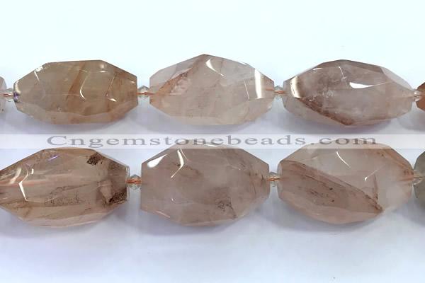 CNG8978 15 inches 20*33mm - 25*40mm faceted nuggets pink quartz beads