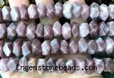 CNG9202 7*11mm - 8*12mm faceted nuggets Madagascar rose quartz beads