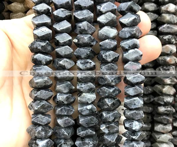 CNG9217 15 inches 7*11mm - 8*12mm faceted nuggets black labradorite beads