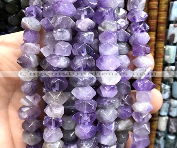 CNG9252 15 inches 6*10mm - 7*12mm faceted nuggets amethyst beads