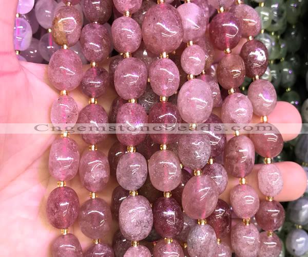 CNG9305 15 inches 10*14mm - 13*18mm nuggets strawberry quartz beads