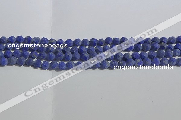 CNL1665 15.5 inches 6mm faceted nuggets matte lapis lazuli beads