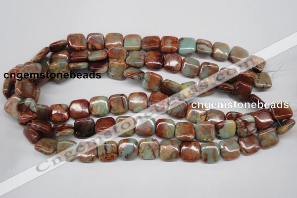 CNS104 15.5 inches 14*14mm square natural serpentine jasper beads