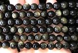 COB852 15 inches 8mm round golden obsidian gemstone beads