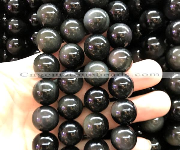 COB866 15 inches 16mm round rainbow obsidian gemstone beads