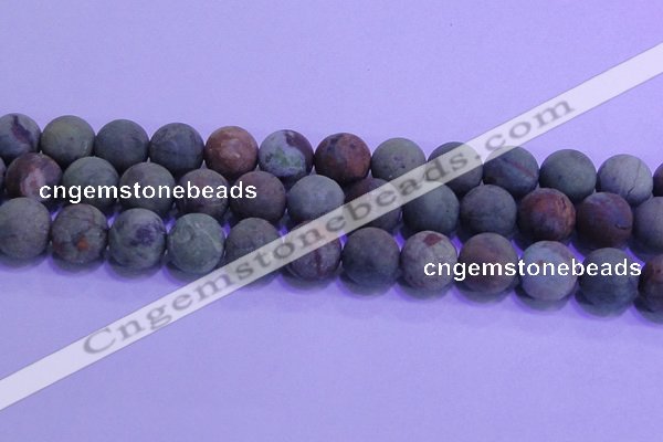 COP1356 15.5 inches 16mm round matte green opal gemstone beads