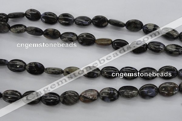 COP496 15.5 inches 10*14mm oval natural grey opal gemstone beads