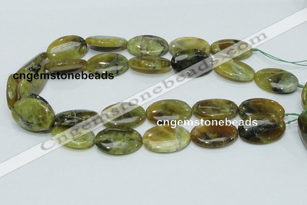 COP555 15.5 inches 20*30mm oval yellow & green natural opal beads