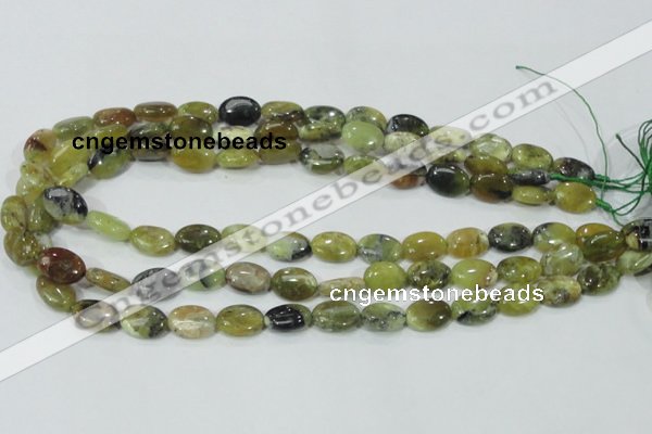 COP562 15.5 inches 10*14mm oval natural yellow & green opal beads