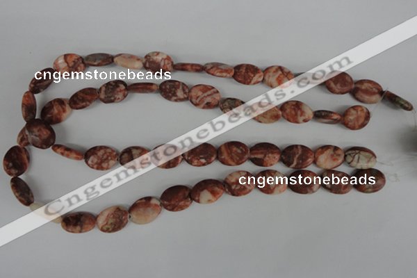 COV106 15.5 inches 12*16mm oval red mud jasper beads wholesale