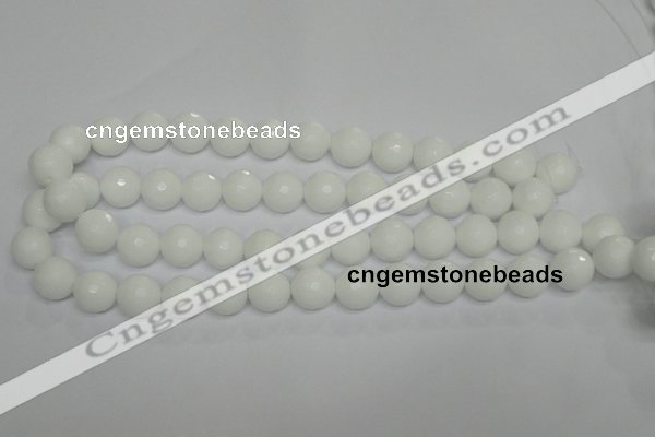 CPB36 15.5 inches 14mm faceted round white porcelain beads wholesale