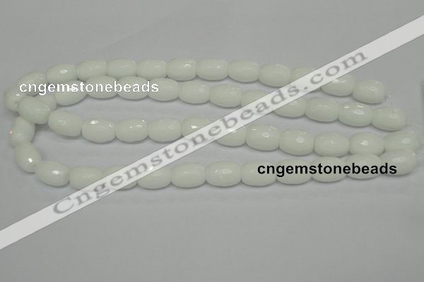 CPB42 15.5 inches 12*16mm faceted drum white porcelain beads