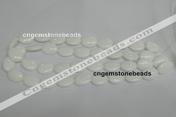 CPB88 15.5 inches 15*20mm oval white porcelain beads wholesale