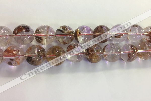 CPC656 15.5 inches 16mm round yellow phantom quartz beads