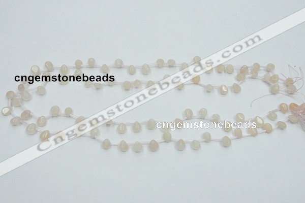 CPI11 15.5 inches 6*8mm top-drilled teardrop pink aventurine jade beads