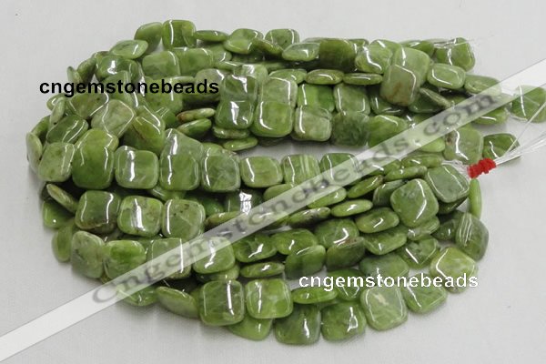 CPO11 15.5 inches 20*20mm square olivine gemstone beads wholesale