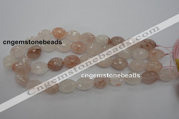 CPQ74 15.5 inches 15*20mm faceted rice natural pink quartz beads