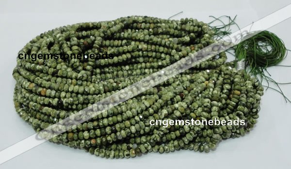 CPS51 15.5 inches 4*6mm faceted rondelle green peacock stone beads