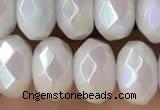 CRB5700 15 inches 5*8mm faceted rondelle AB-color white jade beads