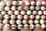 CRB6094 15 inches 6*8mm faceted rondelle red net jasper beads