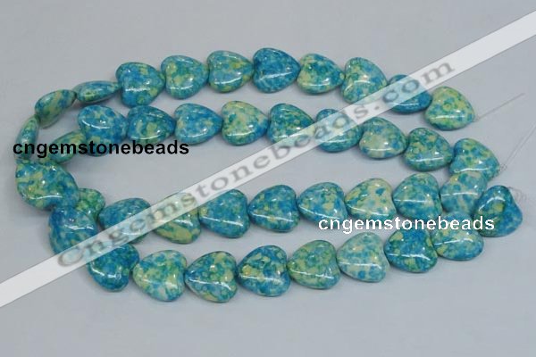 CRF135 15.5 inches 20*20mm heart dyed rain flower stone beads