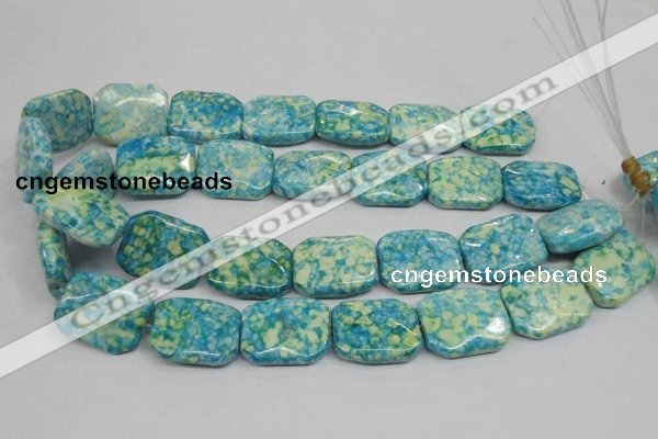 CRF145 15.5 inches 20*26mm rectangle dyed rain flower stone beads