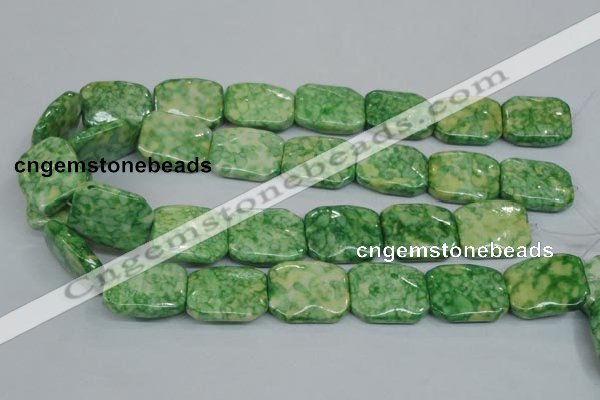 CRF225 15.5 inches 20*26mm rectangle dyed rain flower stone beads