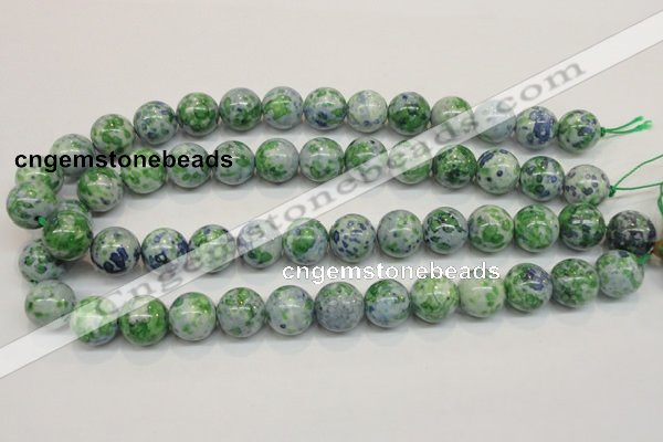 CRF47 15.5 inches 14mm round dyed rain flower stone beads wholesale