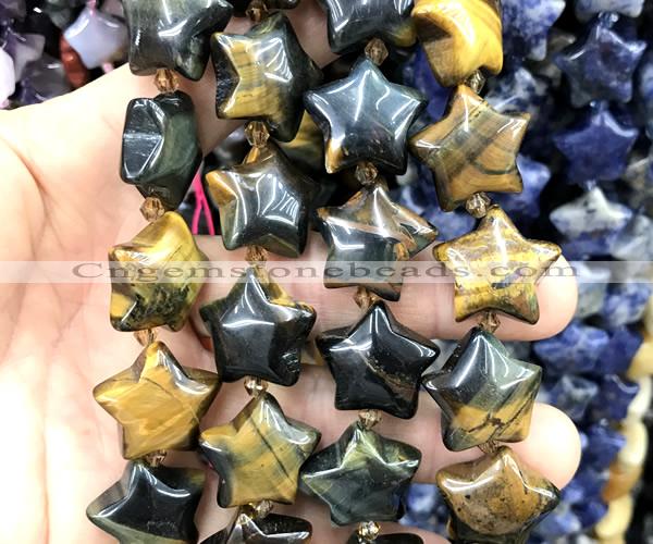 CRG102 15 inches 20mm star yellow tiger eye beads wholesale