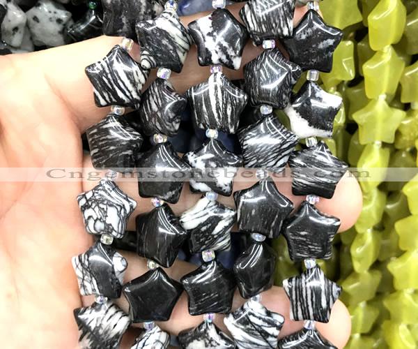 CRG79 15 inches 16mm star black water jasper beads wholesale