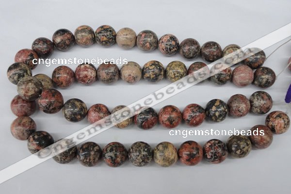 CRO403 15.5 inches 14mm round red leopard skin jasper beads wholesale