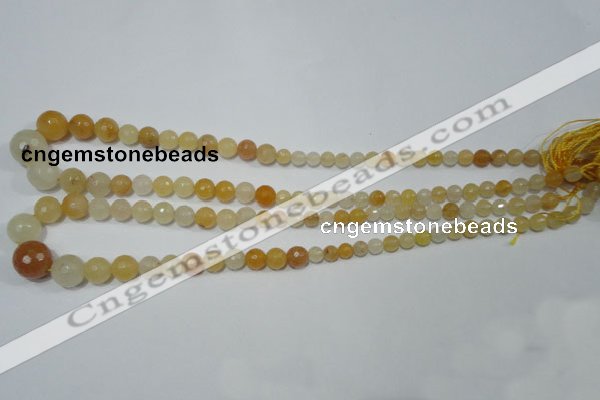 CRO726 15.5 inches 6mm – 14mm faceted round yellow jade beads