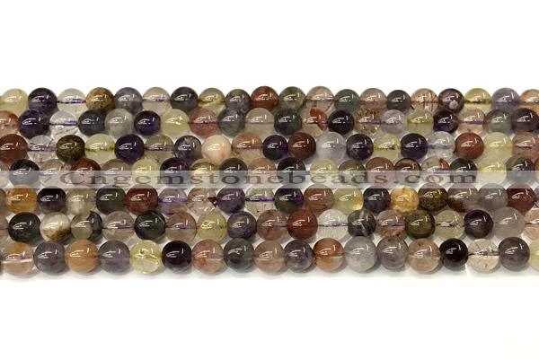 CRU1060 15 inches 6mm round mixed rutilated quartz beads