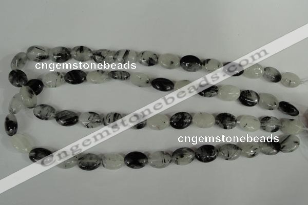 CRU331 15.5 inches 10*14mm oval black rutilated quartz beads