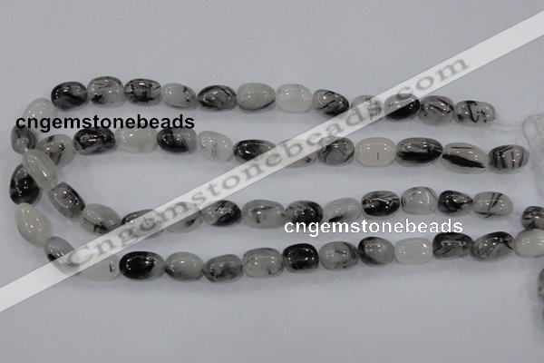 CRU77 15.5 inches 10*14mm nugget black rutilated quartz beads