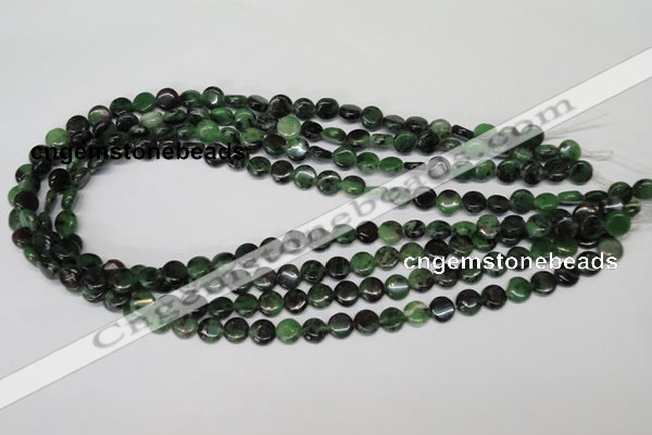 CRZ23 15.5 inches 8mm flat round ruby zoisite gemstone beads