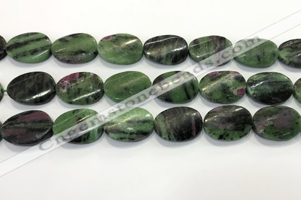 CRZ796 15.5 inches 18*25mm twisted oval ruby zoisite gemstone beads