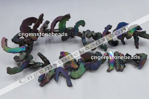 CTD565 Top drilled 10*20mm - 10*40mm freeform plated agate beads