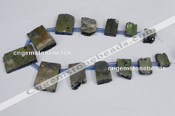 CTD756 Top drilled 15*25mm - 25*40mm freeform plated quartz beads