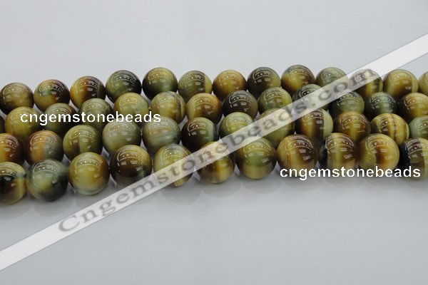 CTE1448 15.5 inches 20mm round golden & blue tiger eye beads