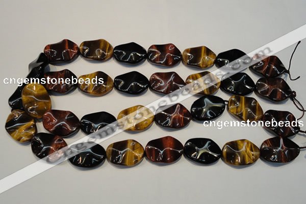 CTE802 15.5 inches 18*25mm wavy oval colorful tiger eye beads