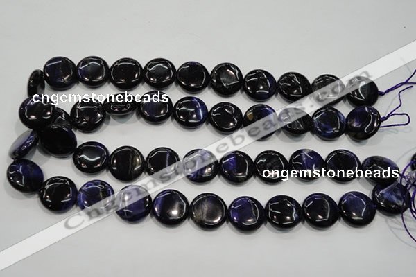 CTE964 15.5 inches 18mm flat round dyed blue tiger eye beads