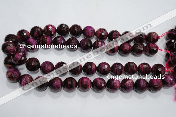 CTE976 15.5 inches 16mm faceted round dyed red tiger eye beads