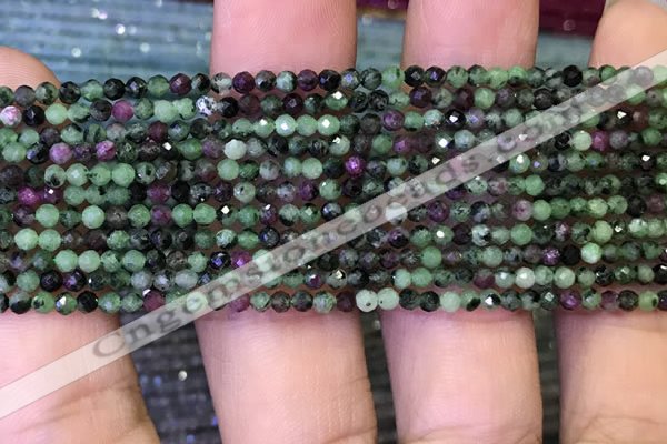 CTG1082 15.5 inches 2mm faceted round tiny ruby zoisite beads