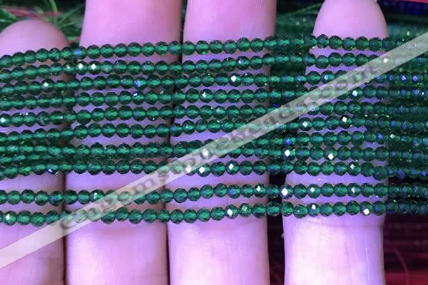 CTG1098 15.5 inches 2mm faceted round tiny quartz glass beads