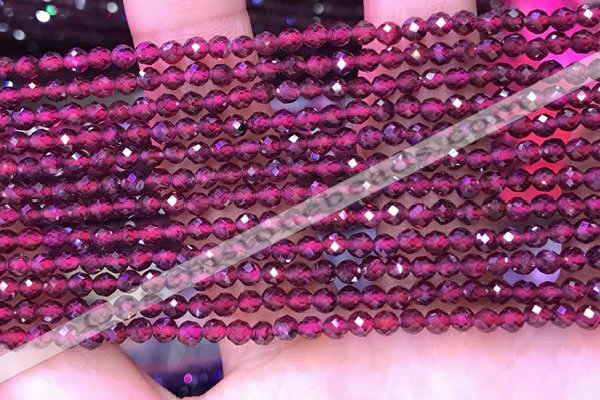 CTG1652 15.5 inches 3mm faceted round tiny red garnet beads